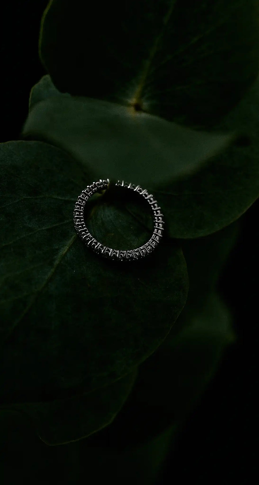 złoty pierścionek z brylantami na liściach eukaliptusa BELLER 