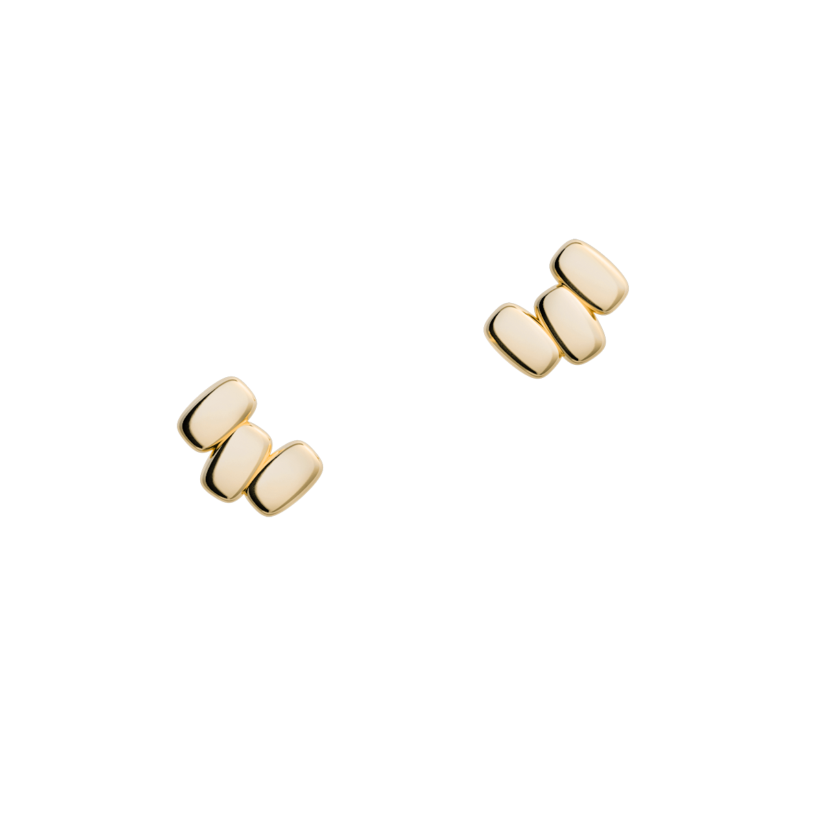 Złote kolczyki 14k Cube N°3 o delikatnych, obłych kształtach, ręcznie wykonane, biżuteria Warszawa