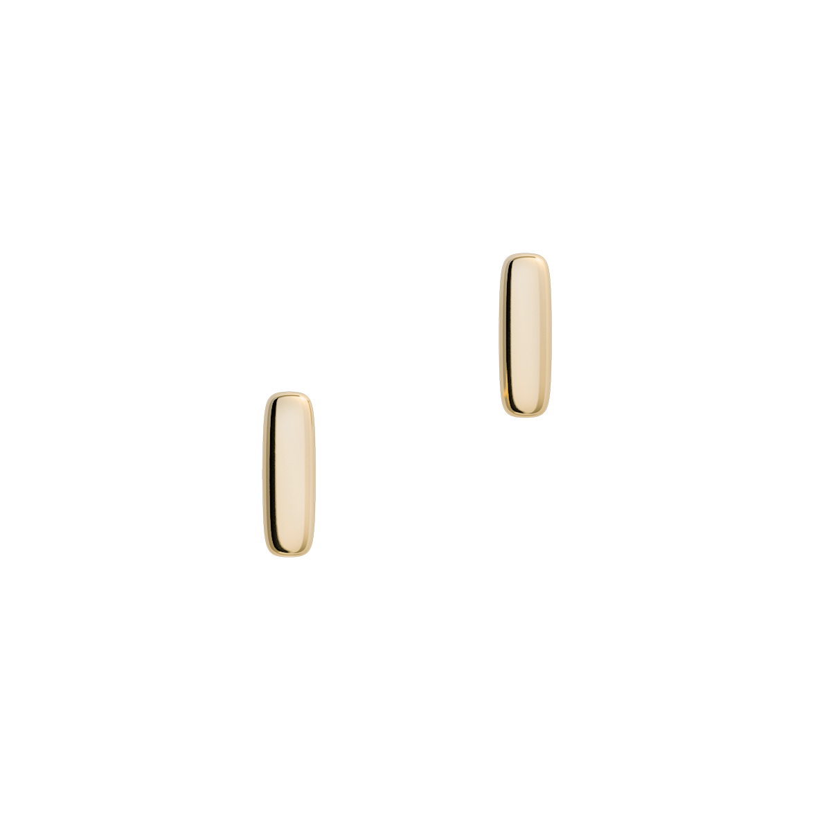 Złote kolczyki Cube N°6 z żółtego złota próby 585, minimalistyczny kształt 8x2 mm, biżuteria Warszawa.