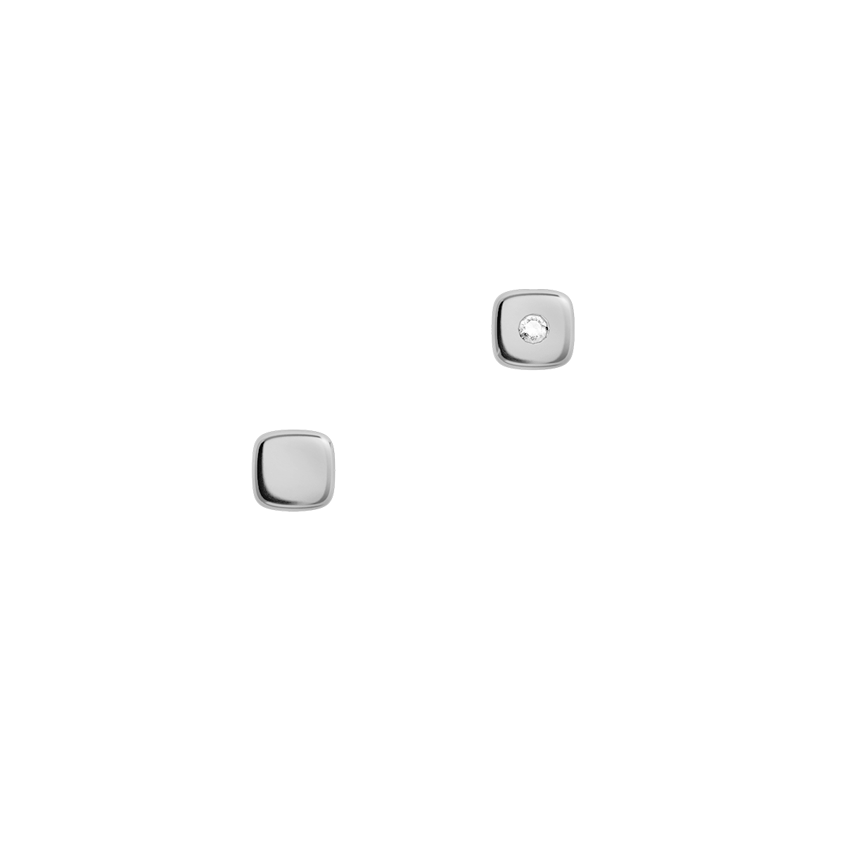 srebrne minimalistyczne kolczyki Cube z diamentami