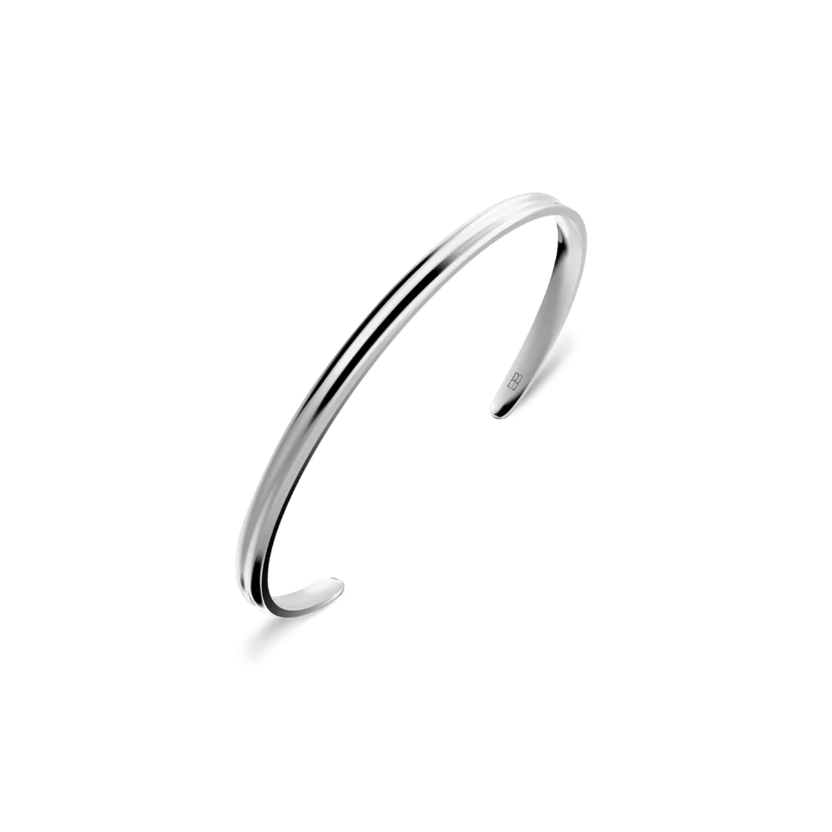 Srebrna sztywna bransoletka Liquid N°3 o eleganckiej, smukłej formie, inspirowana płynnością metalu biżuteria Kraków, Biżuteria Warszawa BELLER