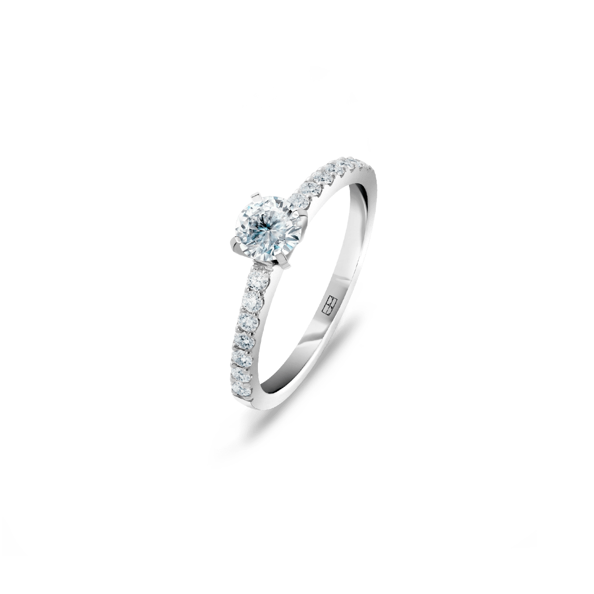 Pierścionek zaręczynowy Promise N°11 z brylantem 0,48 CT, ręcznie robiony z białego złota, jubiler Kraków Rynek