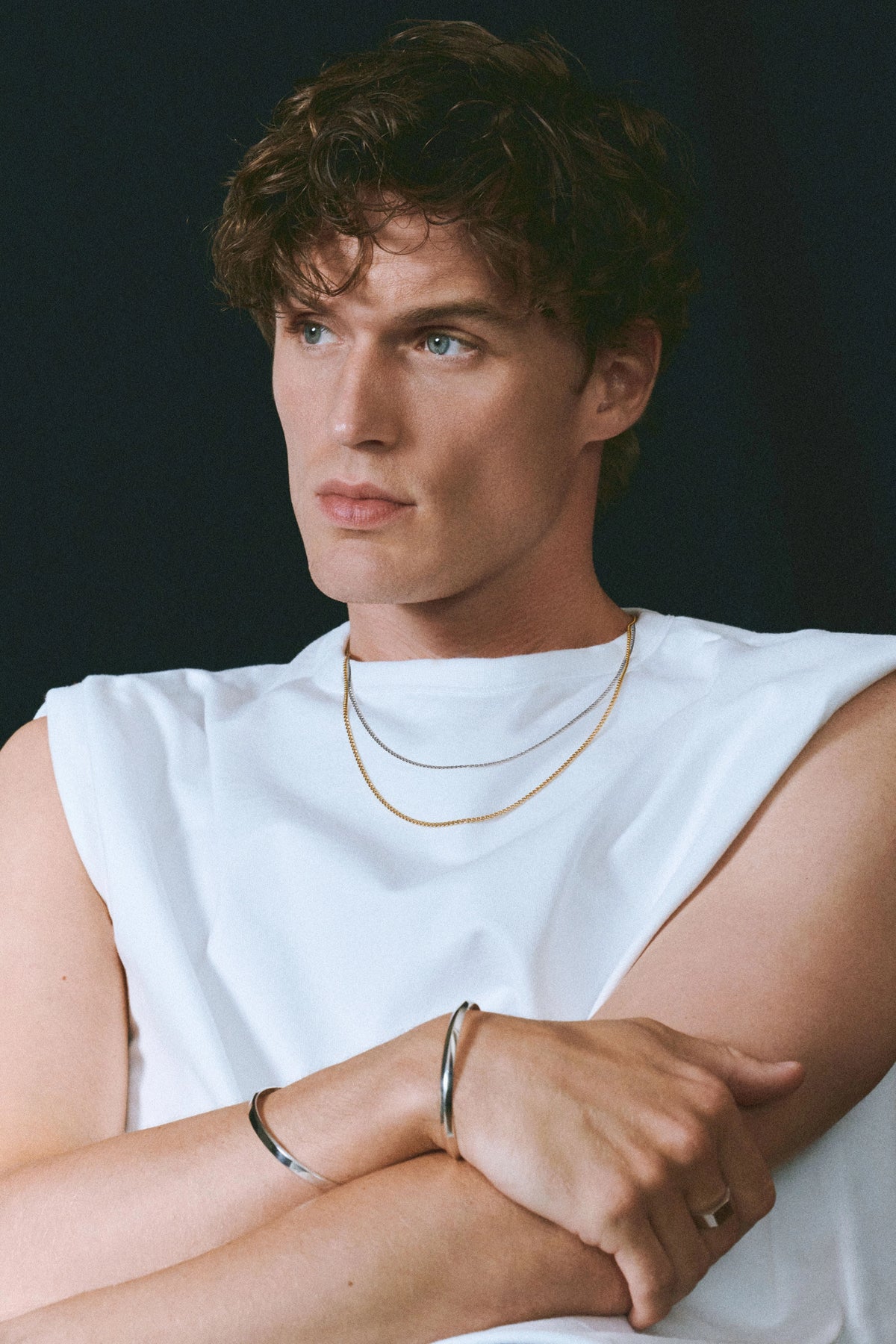 Men's silver bangle Angle N°2