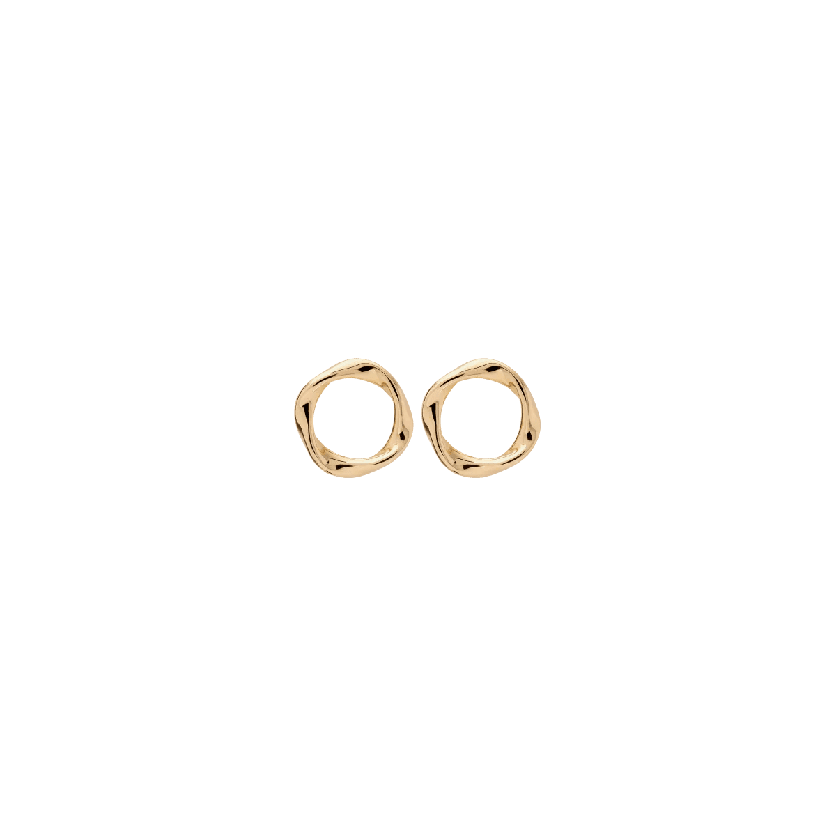 BELLER gold earrings from the Round and Twirl line, studio shot