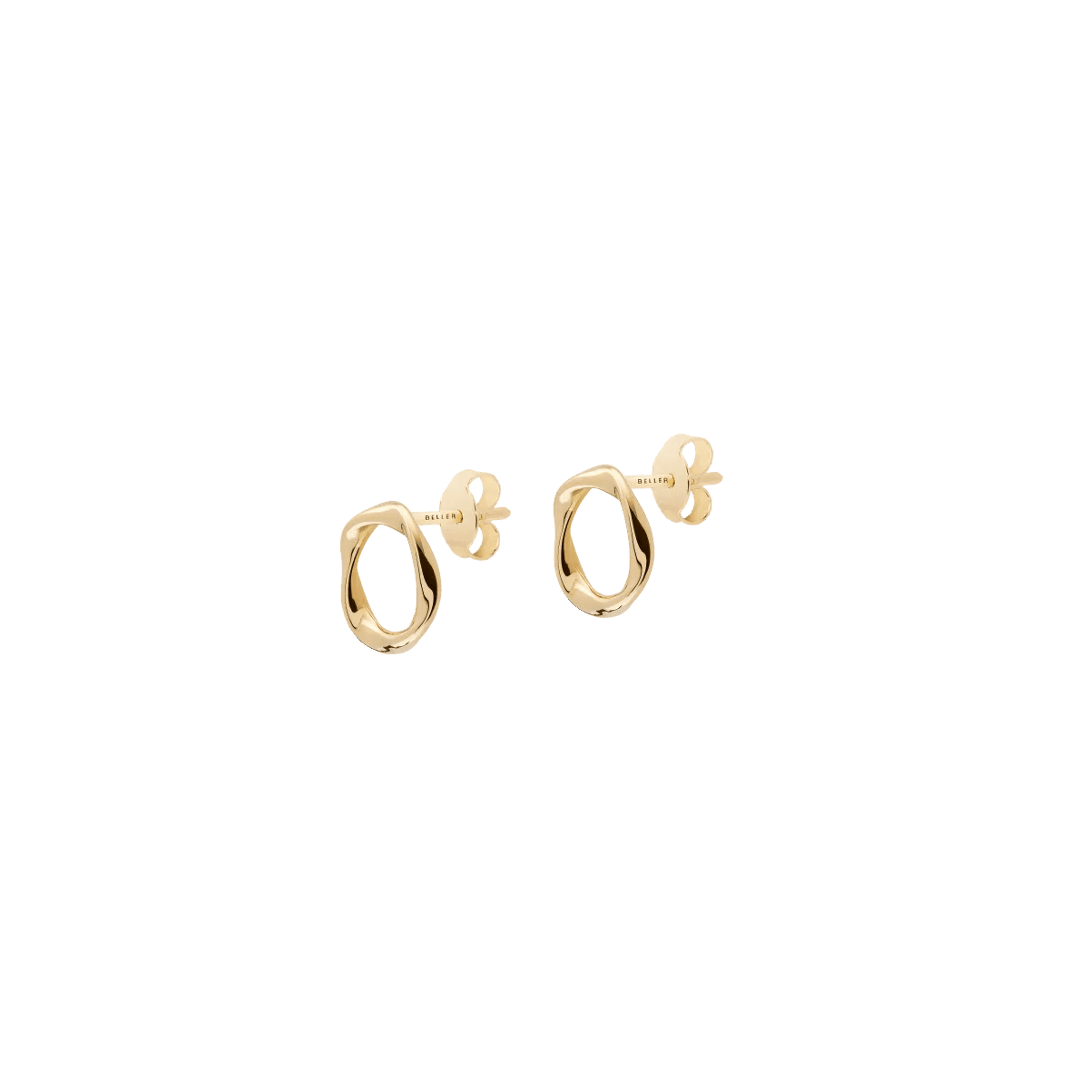 Detail of BELLER Twirl gold earrings