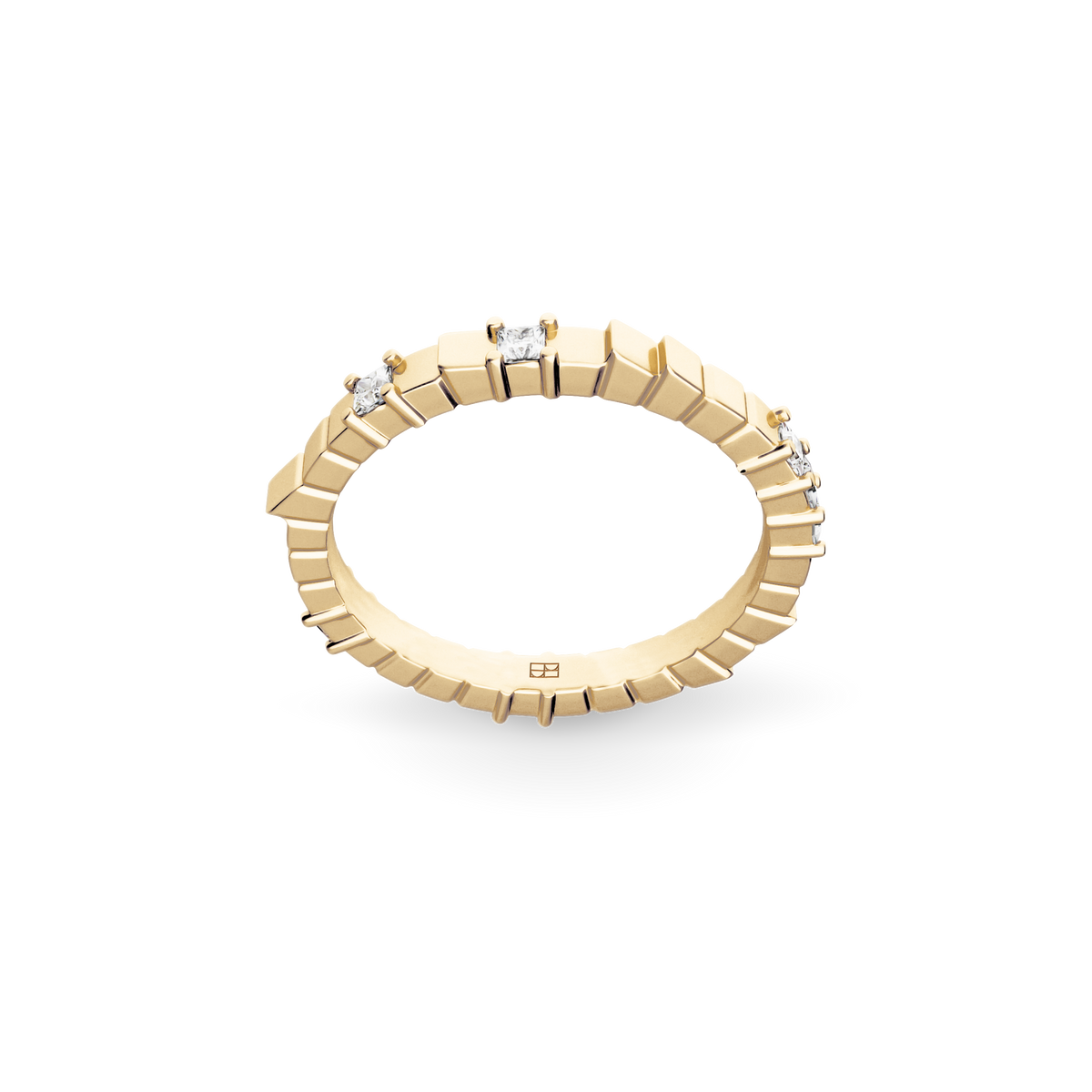 BELLER Modernism N°11 ring in yellow gold with princess-cut diamonds, front view